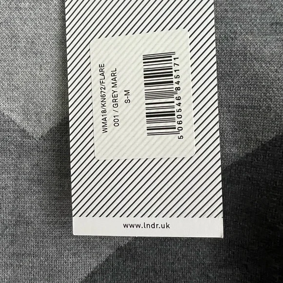 LNDR Sweater. Grey stripe chevron crew neck